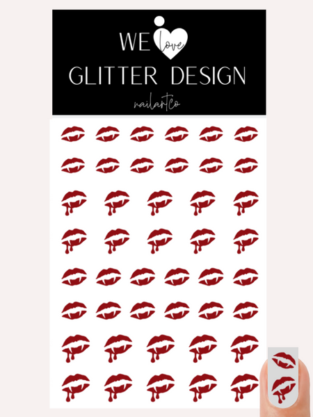 Vampire Lips Nail Decal | Dark Red