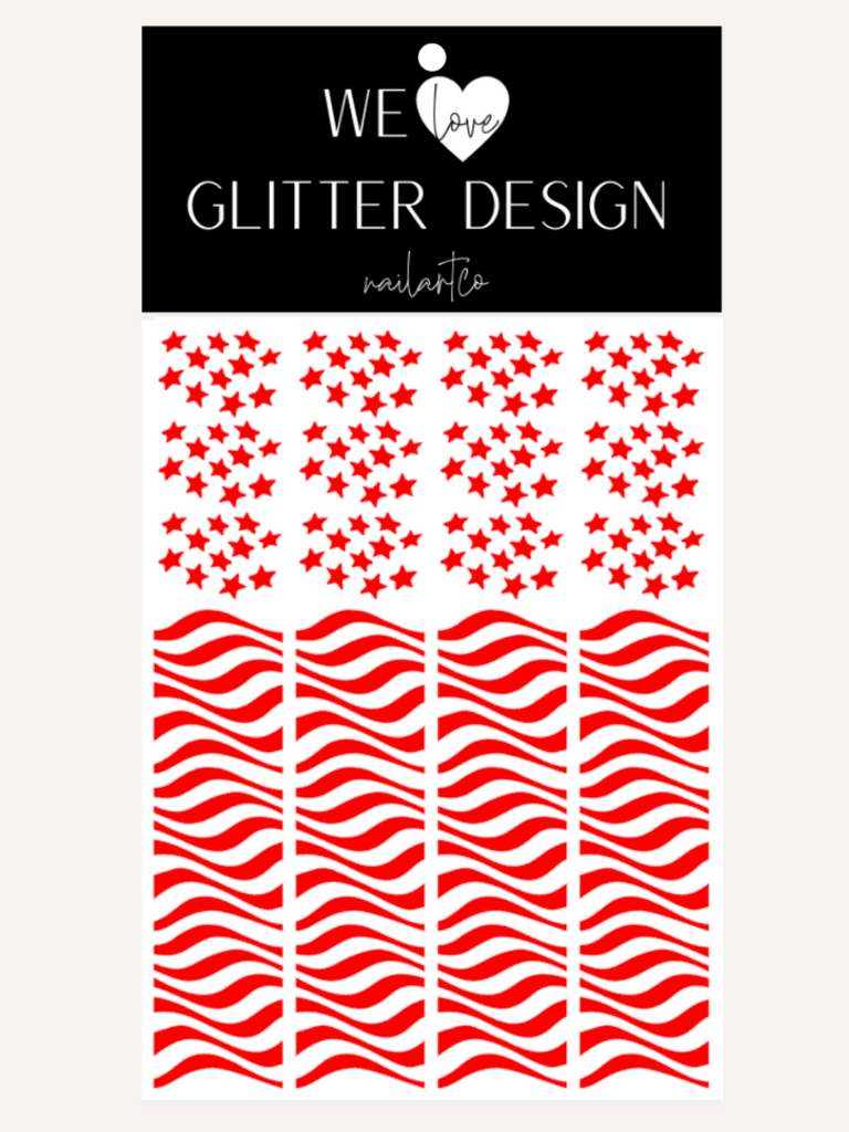Stars & Wavy Stripes Nail Decal | Red