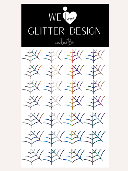 Spider Web Nail Decal (Un-Weeded) | Holographic Rainbow // Dark Grey