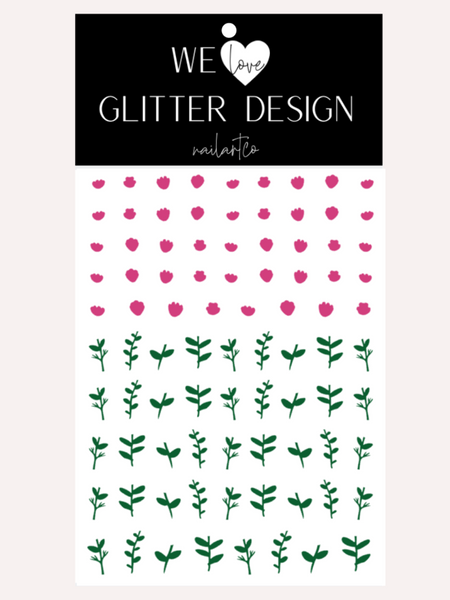 Wildflowers Nail Decal | Pink & Green