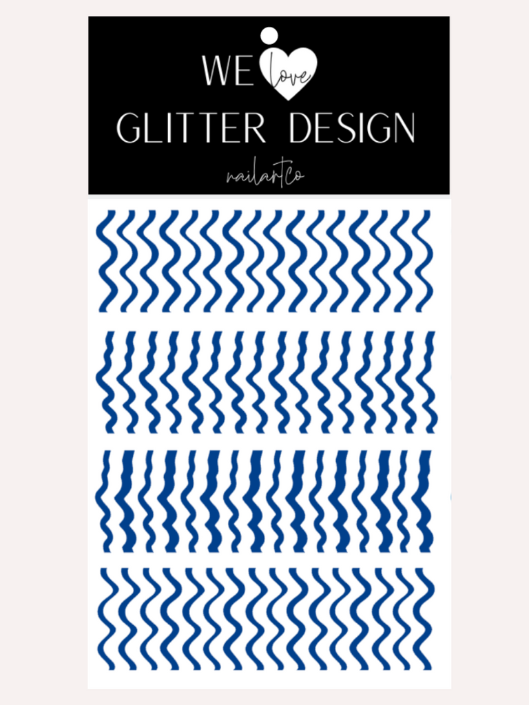 Wavy Lines Nail Decal | Blue