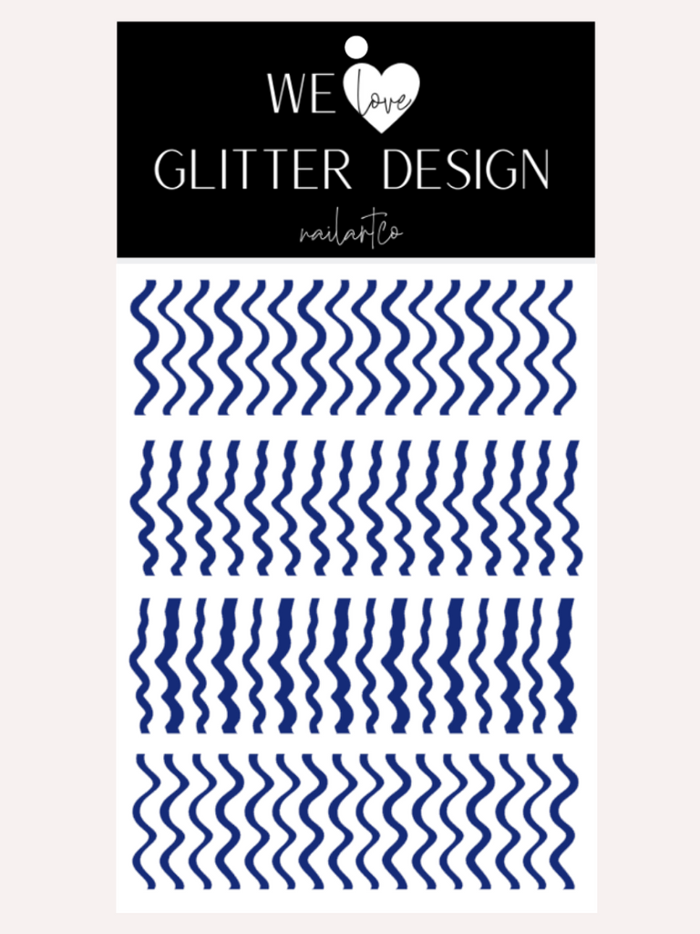 Wavy Lines Nail Decal | Cobalt Blue