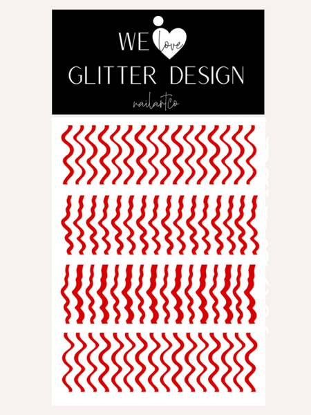 Wavy Lines Nail Decal | Dark Red