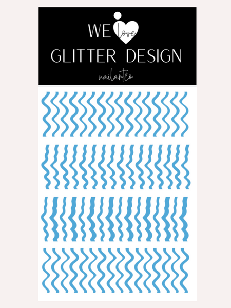 Wavy Lines Nail Decal | Ice Blue
