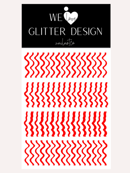 Wavy Lines Nail Decal | Red