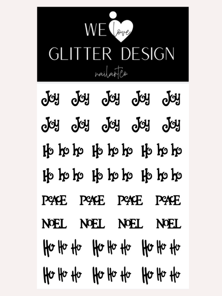 Holiday Word Art Nail Decal | Black