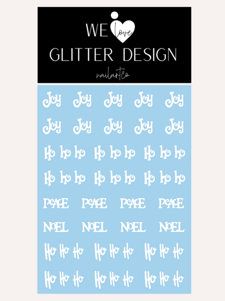 Holiday Word Art Nail Decal | White